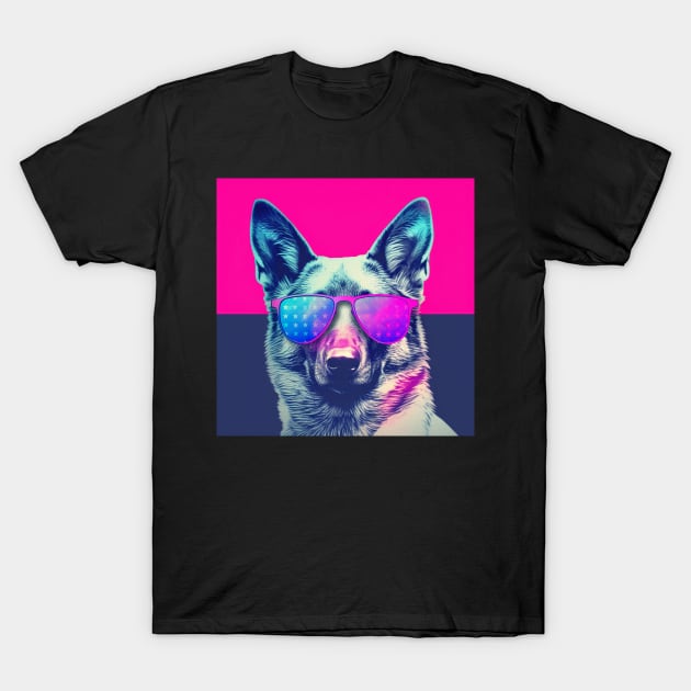 German shepherd, vaporwave, patriotic dog, patriot's day T-Shirt by Submarinepop